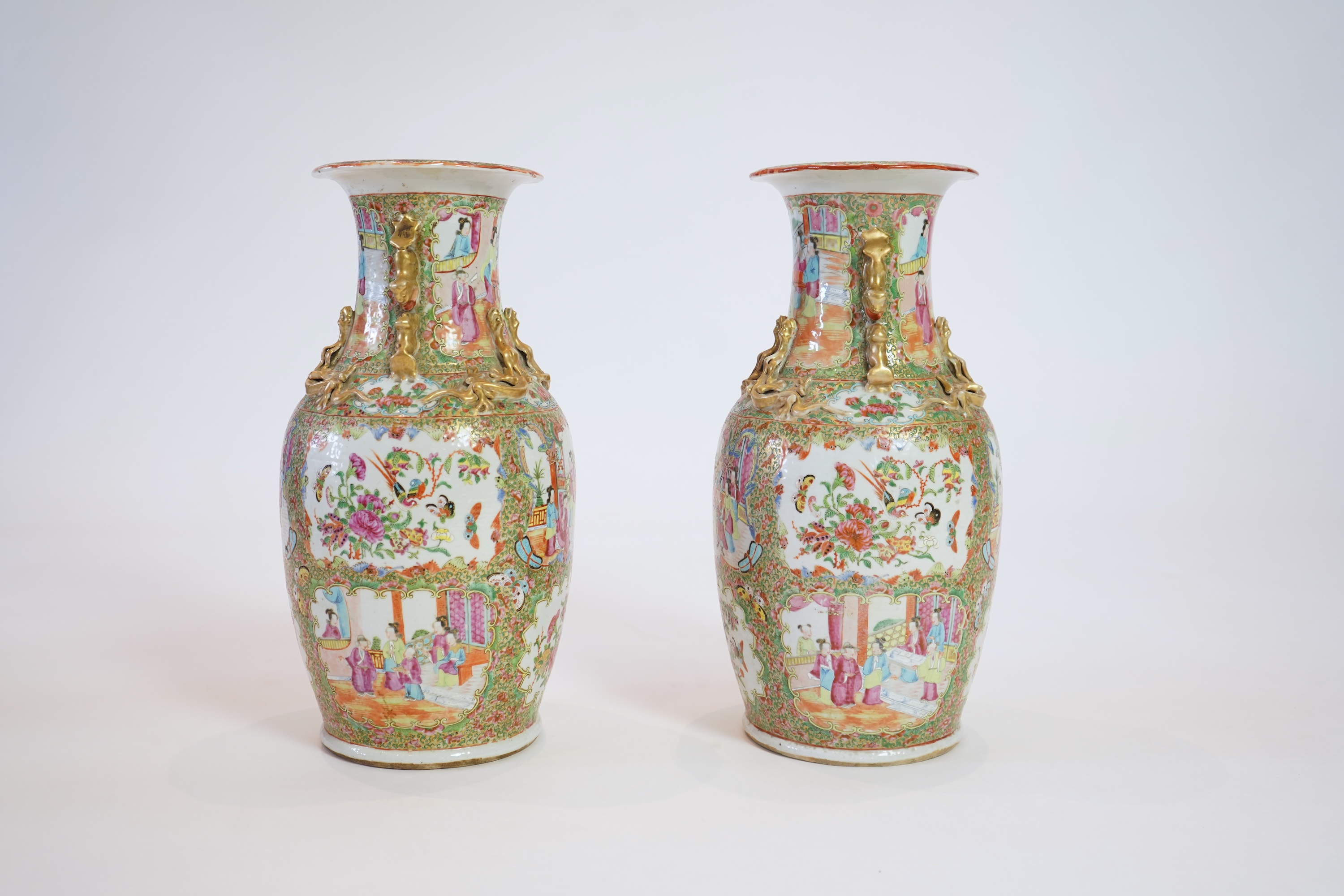A pair of large Chinese famille rose vases, 19th century